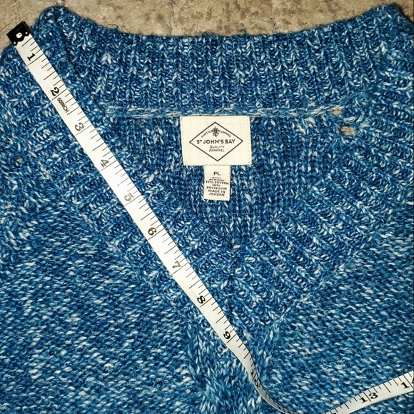 St. John's Bay Petite LG Shades Of Blue/Teal Tweed Pullover Sweater - Picture 8 of 12